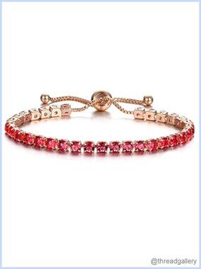 Adjustable Tennis Bracelet 14K Rose Gold Plated Brass Cubic Zirconia Women